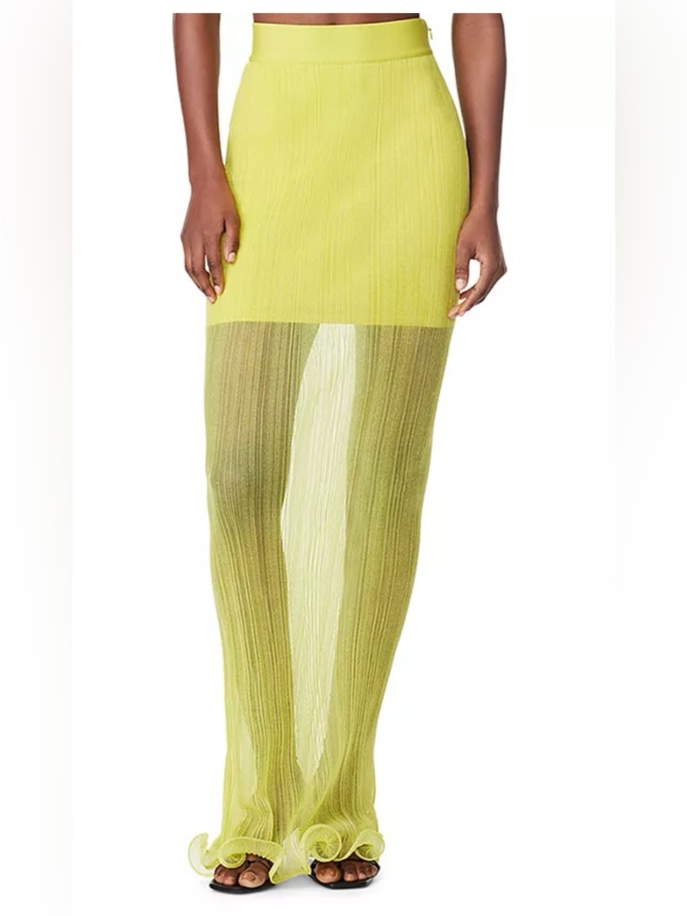 HERVE LEGER SIZE S SHEER LAYERED MAXI SKIRT WITH Ruffles NWT